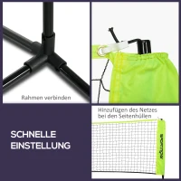 SPORTNOW Verstelbaar Badmintonnet 107-155 cm, voor Badminton, Tennis, Pickleball, Volleybal, incl. Tas(m-6)