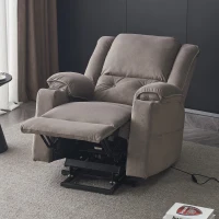 Elektrischer TV-Sessel mit Aufstehhilfe, Massagesessel mit Liegefunktion, 2 Getränkehaltern, Massagefunktion, Heizfunktion, Fernbedienung, Braun(m-6)