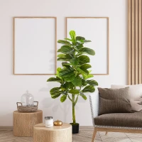 HOMCOM Smochin-lira artificial in ghiveci, Plante Ficus artificial pentru interior, exterior, pentru decorul casei, biroului, camerei de zi, 90cm, verde(m-11)