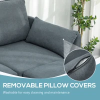 HOMCOM Canapea Modulară cu Taburet și Spații de Depozitare, Canapea Colțar 3 în Formă de L, 213x156x88 cm, Gri Închis(m-7)