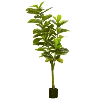 HOMCOM Smochin-lira artificial in ghiveci, Plante Ficus artificial pentru interior, exterior, pentru decorul casei, biroului, camerei de zi, 90cm, verde(m-12)