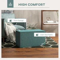 HOMCOM Taburet pentru Picioare 2 în 1 cu Husă Detașabilă, Taburet Puf din Material cu Aspect de In, 75x41x41 cm, Verde(m-5)