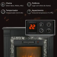 HOMCOM Lareira Elétrica 1800W com Efeito de Chama Realista e Proteção Contra Superaquecimento 80x21,6x67,8 cm Preto(m-5)