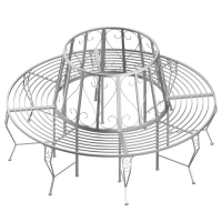 Outsunny Round Tree Seat Bench-Silver(m-1)