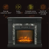HOMCOM Lareira Elétrica 1800W com Efeito de Chama Realista e Proteção Contra Superaquecimento 80x21,6x67,8 cm Preto(m-7)