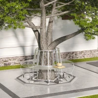 Outsunny Round Tree Seat Bench-Silver(m-10)