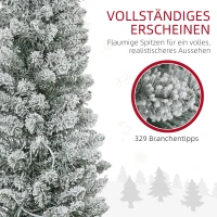 HOMCOM Kerstboom 180 cm, LED-lichtsnoer, Kunstboom, Vlamvertragend, Metalen voet, Groen+Wit(m-6)