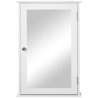 kleankin Mobilier Baie Suspendat cu Oglinda si Usa cu Inchidere Magnetica, 41x14x60cm - Alb(m-12)