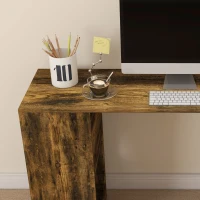 HOMCOM Birou de Colț Spațiu Economic cu Raft în Formă de S, Birou Modern din Lemn, 140x120x78 cm, Maro Rustic(m-8)