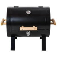 Outsunny Barbacoa de Carbón de Sobremesa Parilla de Barbacoa Compacta con Termómetro y Asas para Jardín BBQ 50x35x39 cm Negro(m-10)