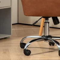 HOMCOM Faux Leather Tub Office Chair, with Wheels - Brown(m-9)