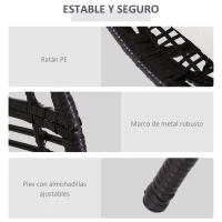 Outsunny Poltrona de Exterior de Vime com Almofada Estilo Moderno Forma de Lágrima Acolchoada Encosto 101x89x156 cm Carga 160kg Marrom e Bege(m-4)