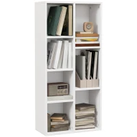HOMCOM Bibliotecă din Lem Stil Vintage Cubica cu 7 Suporturi Diferite din MDF pentru Casă și Birou, 50x24x106 cm, Alb(m-11)