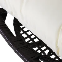 Outsunny Poltrona de Exterior de Vime com Almofada Estilo Moderno Forma de Lágrima Acolchoada Encosto 101x89x156 cm Carga 160kg Marrom e Bege(m-9)