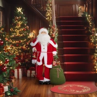 HOMCOM Kerstmanfiguur, beweeglijk, met geluidssensor, lachen & muziek, 140 cm, Rood(m-7)