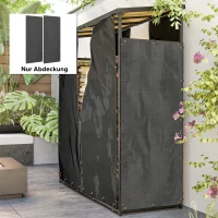 Outsunny Osłona na regał na drewno kominkowe, zestaw 2 szt., wodoodporna i ochrona przed kurzem, 148 x 62 cm, Czarna(m-7)