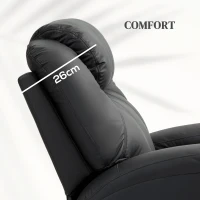 HOMCOM Relaxfauteuil met Massagefunctie, Kantelbare Leuning, Draaibaar, tot 150 kg, Kunstleer, Zwart(m-6)