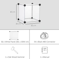HOMCOM Modulair Reksysteem met 16 Aparte Vakken, Doe-Het-Zelf Stekrek, Zwart + Wit(m-5)