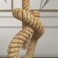 HOMCOM Tafellamp in Maritieme Stijl met USB-Oplaadpoort, Warm, Touwdecor, 30x30x55 cm(m-9)