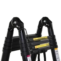 DURHAND Scară Telescopică Pliabilă cu 10 Trepte, Scară Extensibilă din Aluminiu și Metal, 320x67x7 cm, Neagră(m-8)