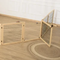 PawHut Hondenhek, Opvouwbaar Houten Hekje voor 70cm, Natuurlijke Uitstraling(m-12)