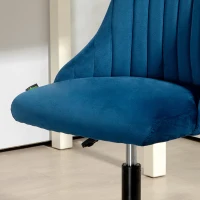 Vinsetto kantoorstoel draaistoel bureaustoel ergonomisch lijndesign in hoogte verstelbaar 360° draaibaar schuimstof fluweelzacht polyester blauw 50 x 58 x 77-85 cm(m-9)