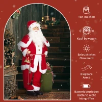 HOMCOM Kerstmanfiguur, beweeglijk, met geluidssensor, lachen & muziek, 140 cm, Rood(m-6)