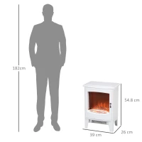 HOMCOM Tempered Glass Casing Electric Fireplace, Freestanding Electric Fire with Realistic Flame Effect, Electric Log Burner with Overheat Protection, 950w/ 1850W, White(m-3)