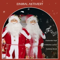 HOMCOM Kerstmanfiguur, beweeglijk, met geluidssensor, lachen & muziek, 140 cm, Rood(m-5)