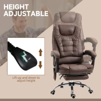 Vinsetto Massagebureaustoel met Lig- & Verwarmingsfunctie, Draaibaar, Ergonomisch, tot 120 kg, 65 x 138 x 98-104 cm, Bruin(m-7)