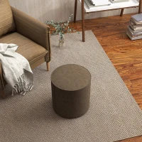 HOMCOM Taburet Rotund 2 în 1 cu Husă Detașabilă, Suport pentru Picioare din Material cu Aspect de In, Ø41x41 cm, Maro(m-9)