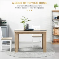 HOMCOM Masă de Dining pentru 4-6 Persoane, Masă de Bucătărie Modernă din Lemn, 120x69x75 cm, Lemn Natural(m-4)