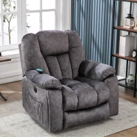 Power Lift Electric Recliner Chair with Heat and Vibration, Massage Chair with USB Ports and Side Pockets, Easy Assembly, 100x95x105 cm, Grey(m-11)