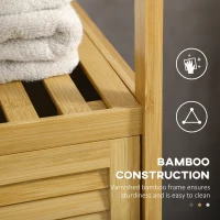 Kleankin Mobilier de Baie din Bambus cu Dulăpior cu Ușă și Rafturi, 33x36,5x67 cm, Lemn Natural(m-5)