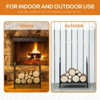 Outsunny Suport pentru Lemne pentru Interior și Exterior cu 2 Mânere, 44,5x33x46,5 cm, Negru(m-6)