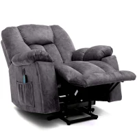 Power Lift Electric Recliner Chair with Heat and Vibration, Massage Chair with USB Ports and Side Pockets, Easy Assembly, 100x95x105 cm, Grey(m-13)