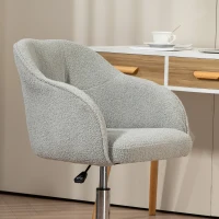 HOMCOM Teddy Fleece Swivel Office Chair - Grey(m-7)