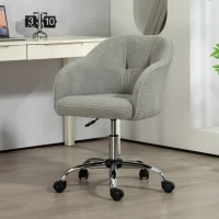 HOMCOM Teddy Fleece Swivel Office Chair - Grey(m-2)