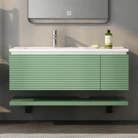 Badmöbel-Set mit Waschbecken, 90,5 cm, 1 Schublade, wasserdicht und langlebig, Soft-Close, einfach zu montieren, 90,5×46,3×37 cm, Grün(m-1)