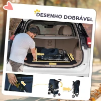 PawHut Carrinho para Animais de Estimação Dobrável com Rodas Giratórias Cesto e Suporte para Copos 75x45x97 cm Azul Escuro(m-5)