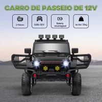 AIYAPLAY Carro Elétrico para Crianças com Bateria de 12V Controlo Remoto Faróis LED Buzina e Música 100x63x65 cm Preto(m-4)