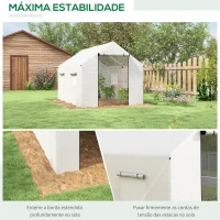Outsunny Estufa tipo Túnel 2x3x2 m Estufa de Exterior com 4 Janelas de Malha e Porta com Fecho de Correr Estufa para Cultivos Anti UV Branco(m-6)