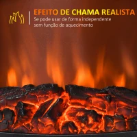 HOMCOM Lareira Elétrica 900W/1800W com Temperatura Ajustável e Proteção Sobreaquecimento para 20-25 ㎡ 39x26x54,8 cm Preto(m-5)
