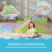 HOMCOM Conjunto de 6 Blocos de Espuma para Crianças de 12-36 Meses Brinquedo Educativo de Construção 150x100x24 cm Multicor(m-6)