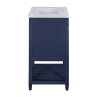 Badmöbel, Einzelwaschtisch mit Unterschrank, 61 cm, Keramik-Waschbecken, Anti-Rutsch-Pads, wasserdicht und abriebfest, 61×46×90 cm, Marineblau(m-8)