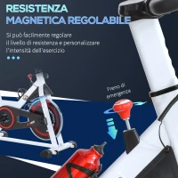 HOMCOM Cyclette Professionale, Bici da Spinning,Cyclette da Camera Regolabile con Schermo LCD e Portabicchieri, Volano 8kg, Bianco(m-6)