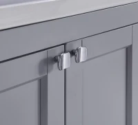 Badmöbel, Einzelwaschtisch mit Unterschrank, 61 cm, Keramik-Waschbecken, leicht zu reinigen, bodenstehendes Design, Anti-Rutsch-Pads, wasserdicht, 61×46×90 cm, Grau+Weiß(m-7)