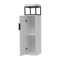 Meuble de salle de bain avec compartiments de rangement, étagères réglables, fixation murale, 30×30×120 cm,Blanc+Noir(m-10)