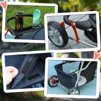 PawHut Carrinho para Animais de Estimação Dobrável com Rodas Giratórias Cesto e Suporte para Copos 75x45x97 cm Azul Escuro(m-8)