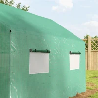 Outsunny Estufa tipo Túnel 2x3x2 m Estufa de Exterior com 4 Janelas de Malha e Porta com Fecho de Correr Estufa para Cultivos Anti UV Verde(m-9)